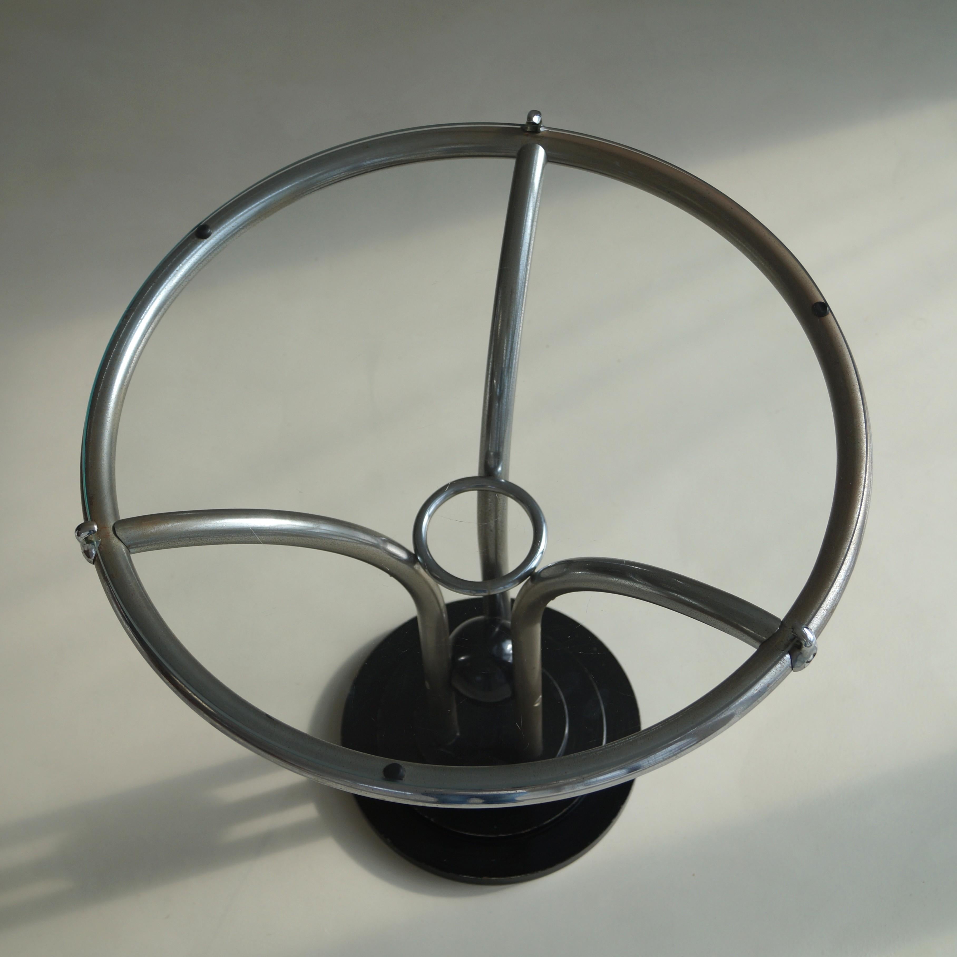 Art Deco Tubular Chrome, Black Ball and Glass Top Side Table, ca. 1935 For Sale 8