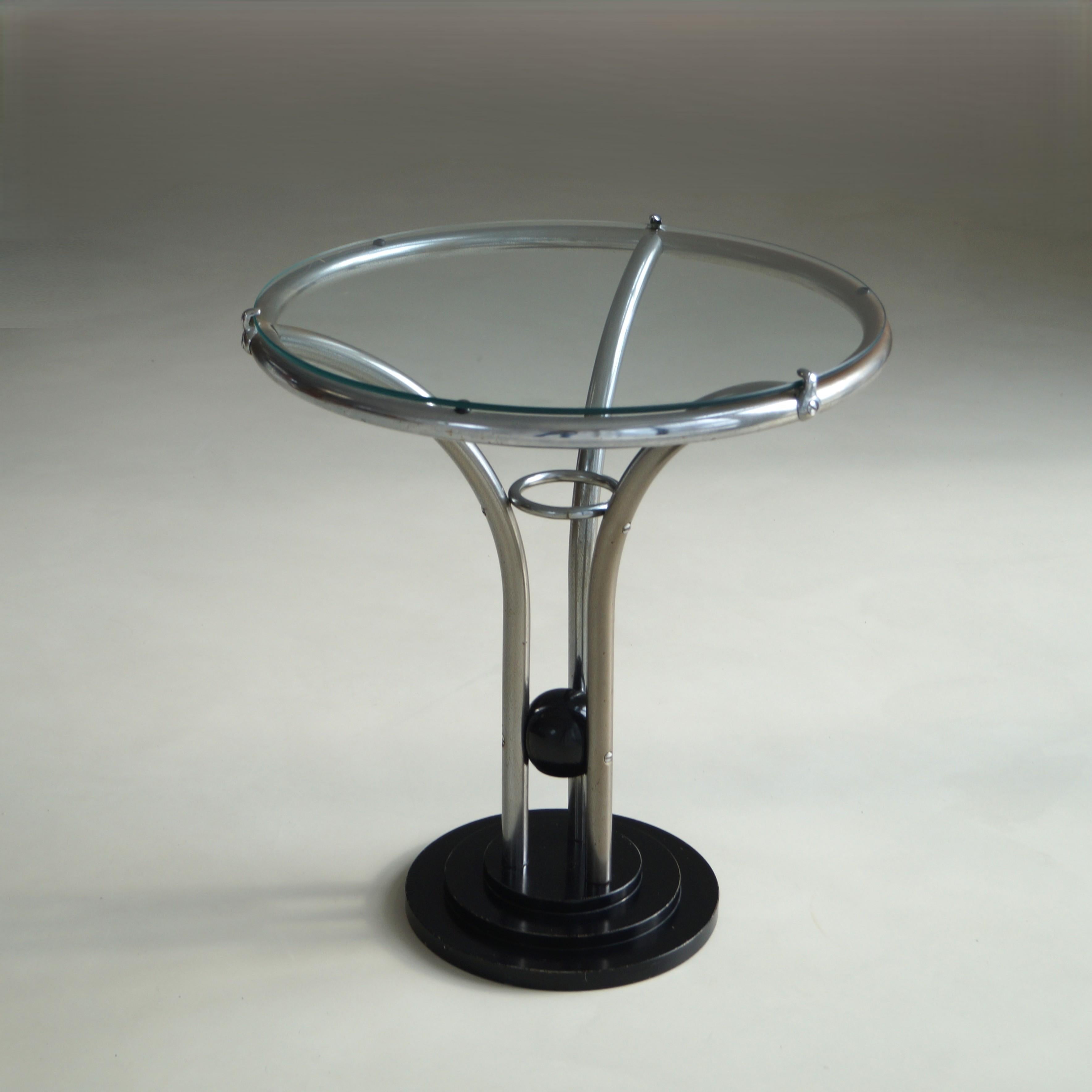 Art Deco Tubular Chrome, Black Ball and Glass Top Side Table, ca. 1935 For Sale 10