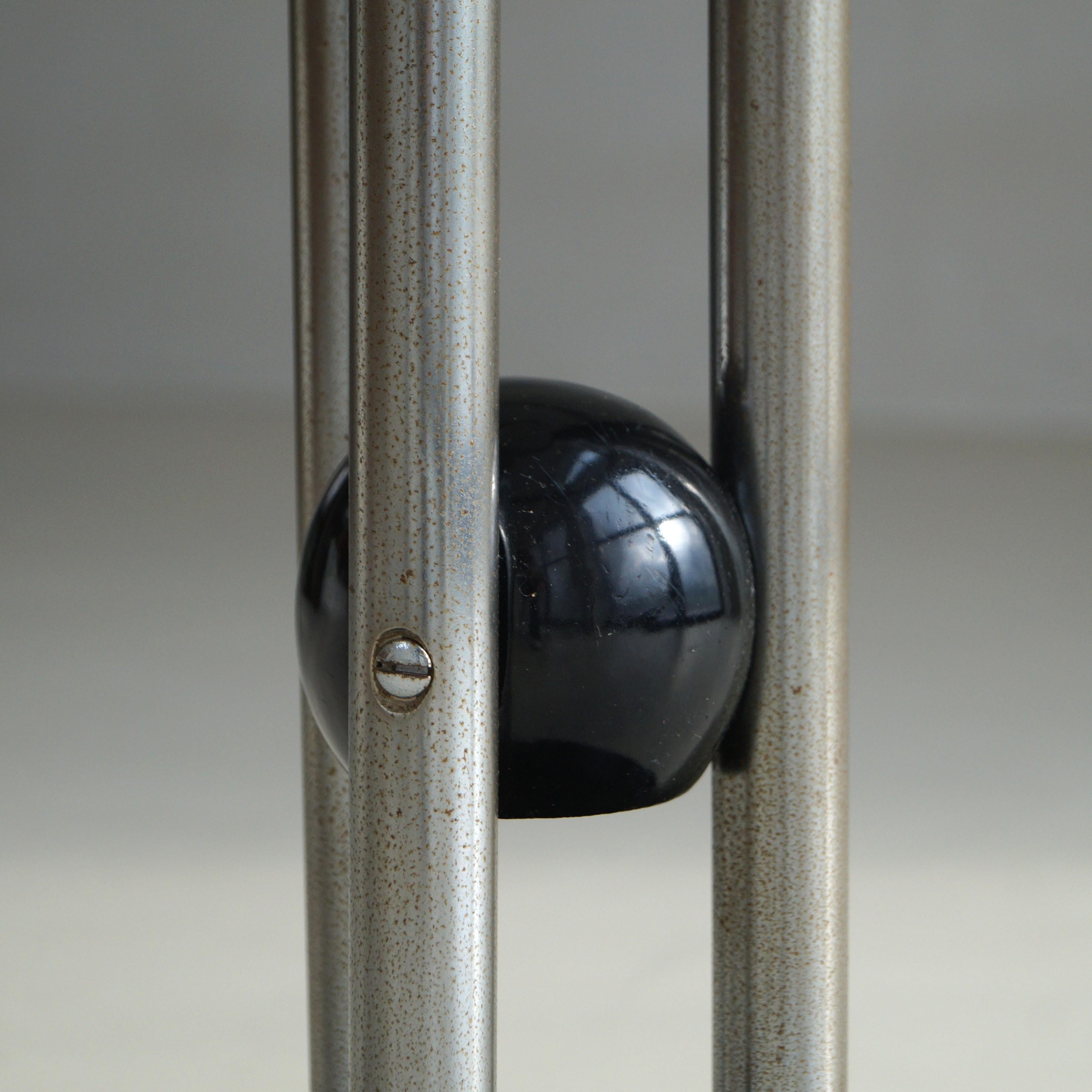 Art Deco Tubular Chrome, Black Ball and Glass Top Side Table, ca. 1935 In Good Condition For Sale In EVERDINGEN, NL
