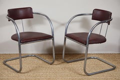Art Deco Tubular Chrome Chairs Pair