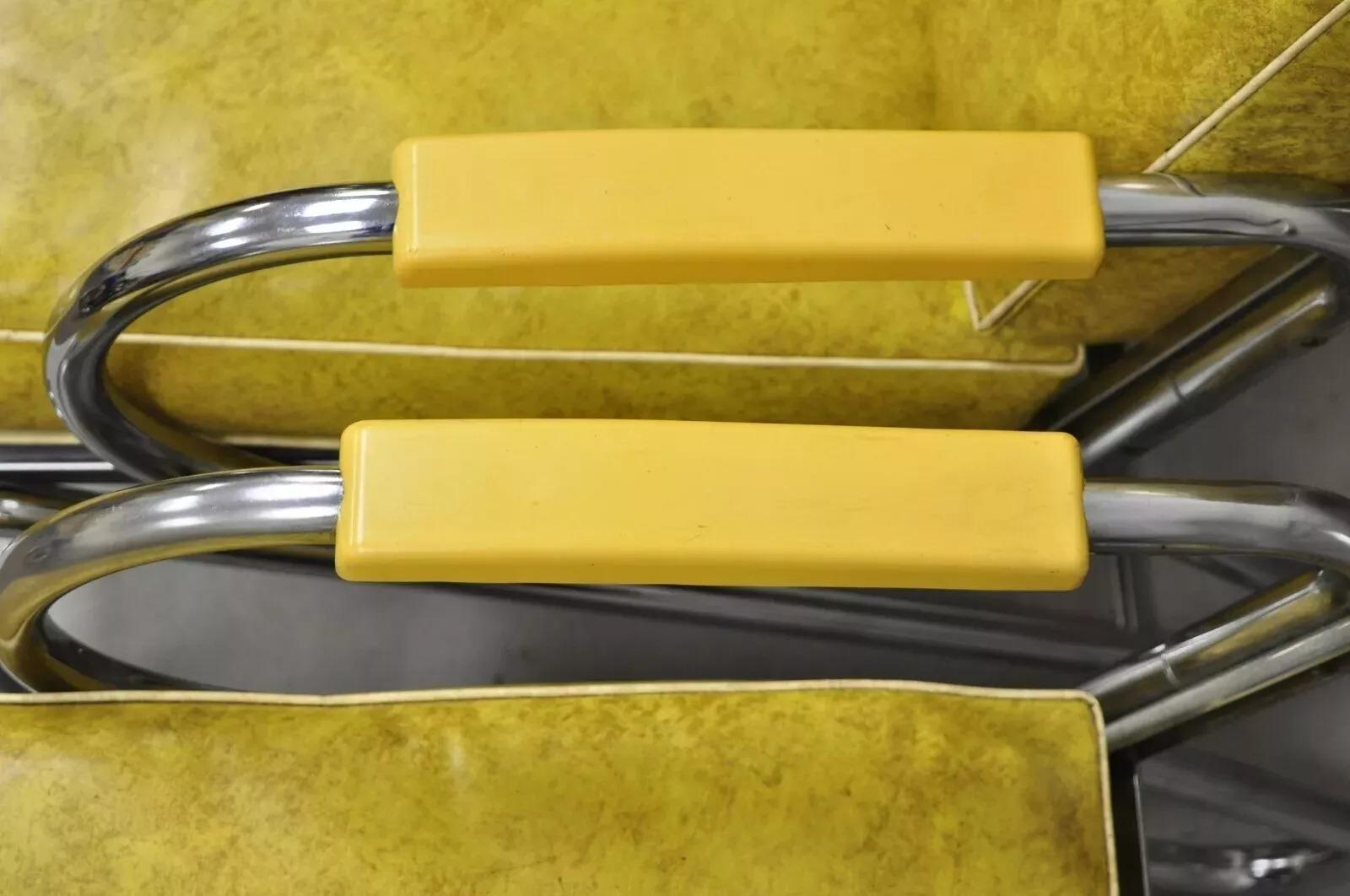 Art Deco Tubular Chrome Yellow Vinyl Club Lounge Arm Chair Attr Lloyd Mfg - Pair For Sale 3