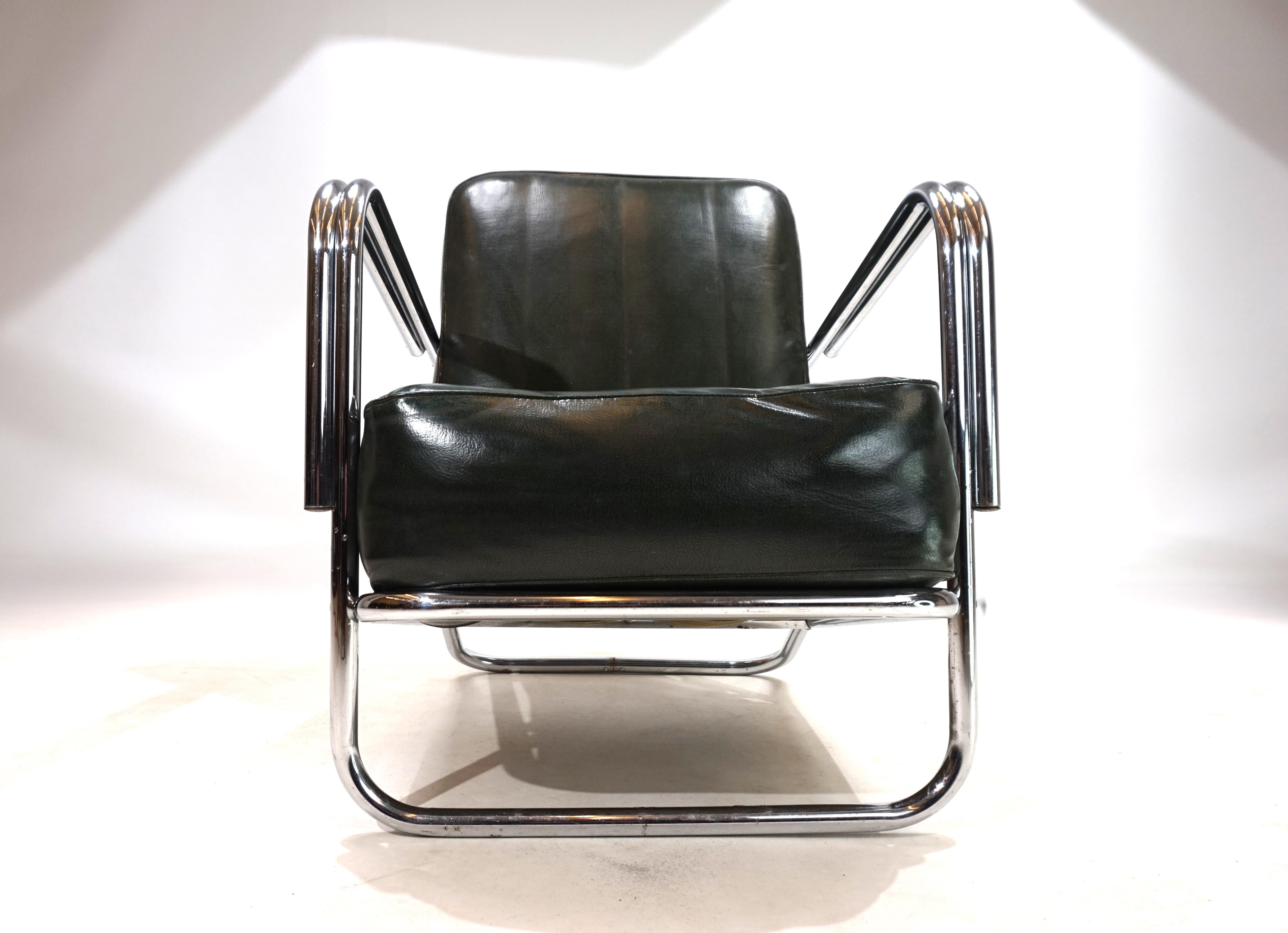 Poltrona Art Deco in acciaio tubolare nello stile di Gilbert Rhode Troy Sunshade 1930 in vendita 3