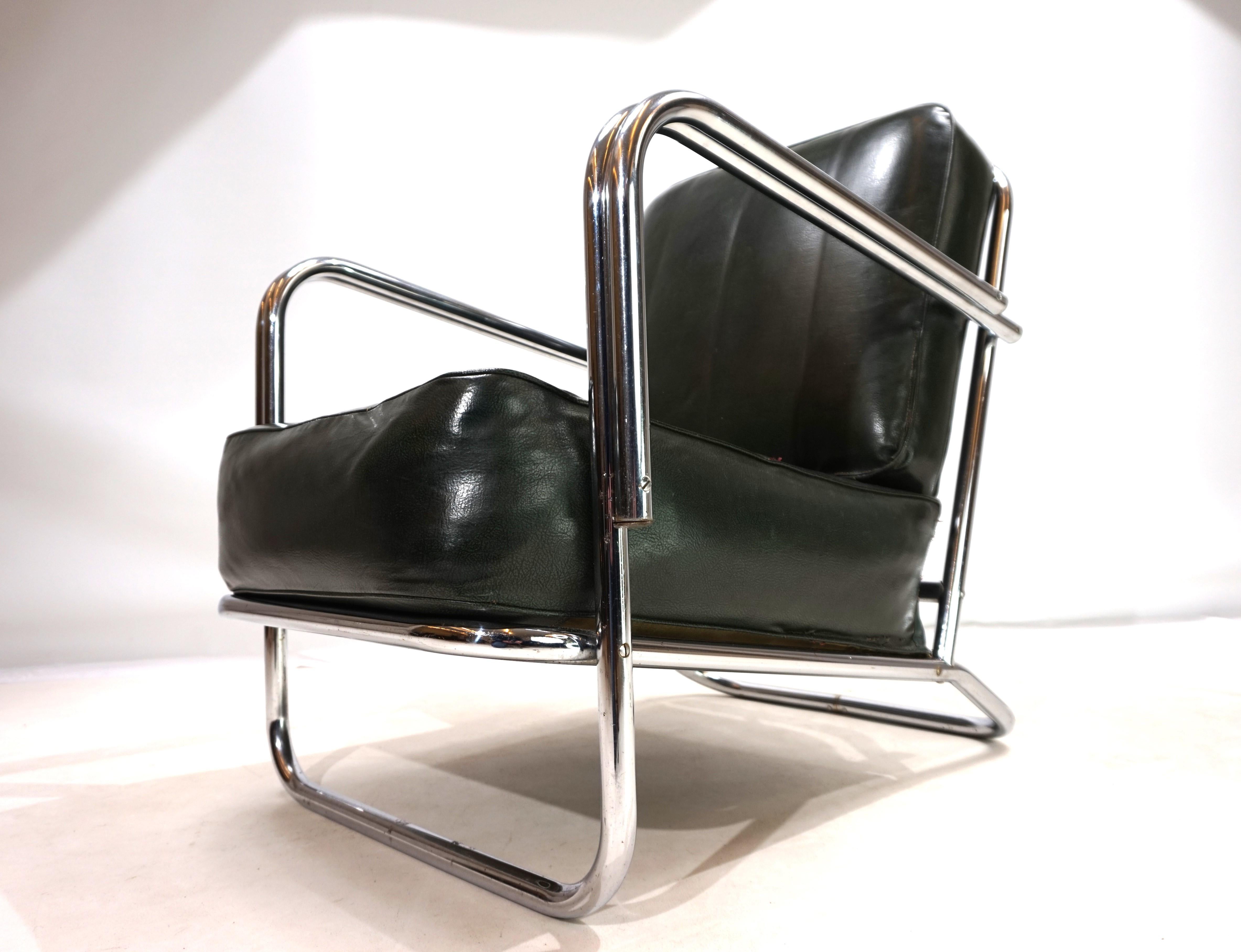 Poltrona Art Deco in acciaio tubolare nello stile di Gilbert Rhode Troy Sunshade 1930 in vendita 4