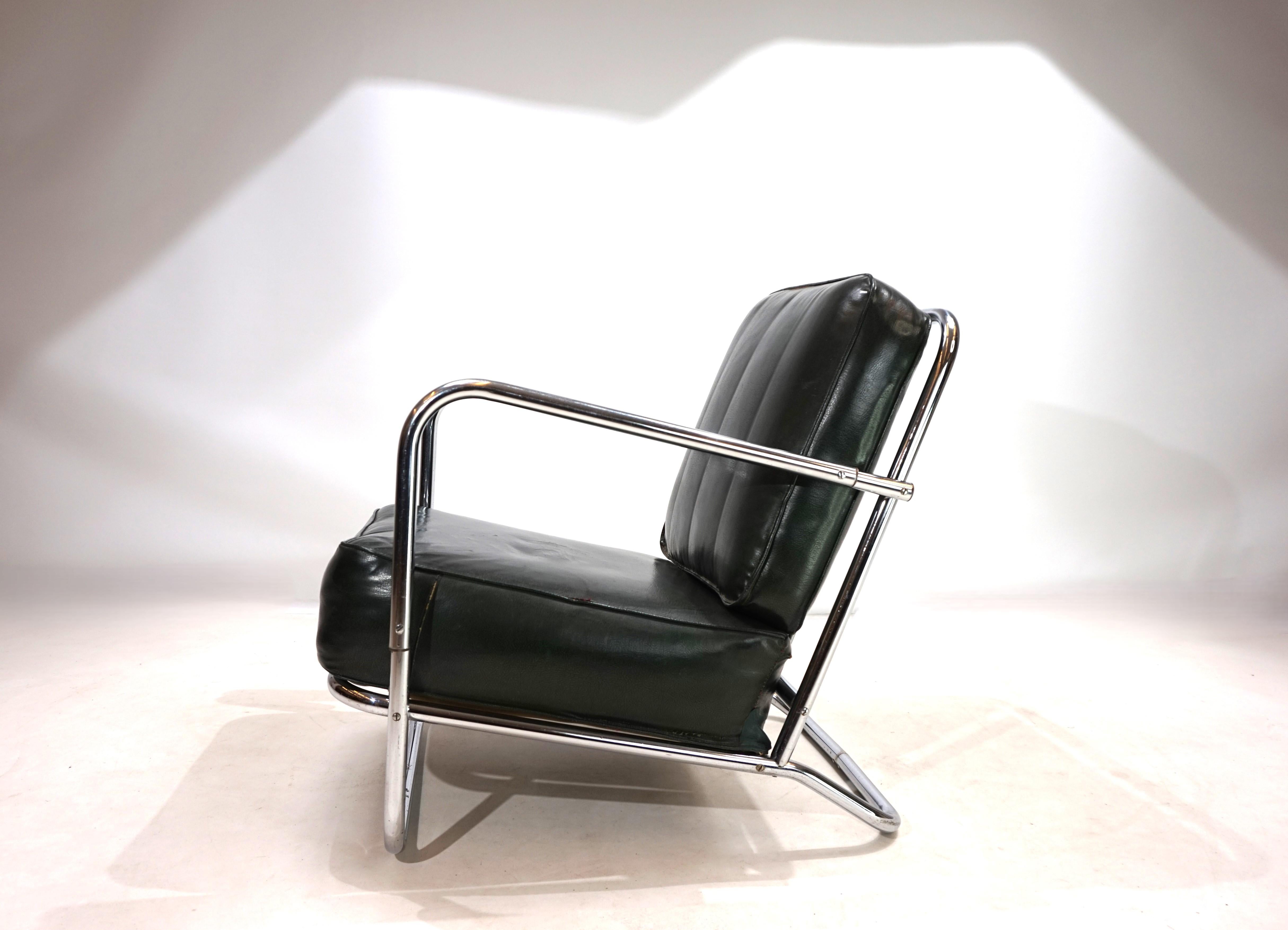 Poltrona Art Deco in acciaio tubolare nello stile di Gilbert Rhode Troy Sunshade 1930 in vendita 11