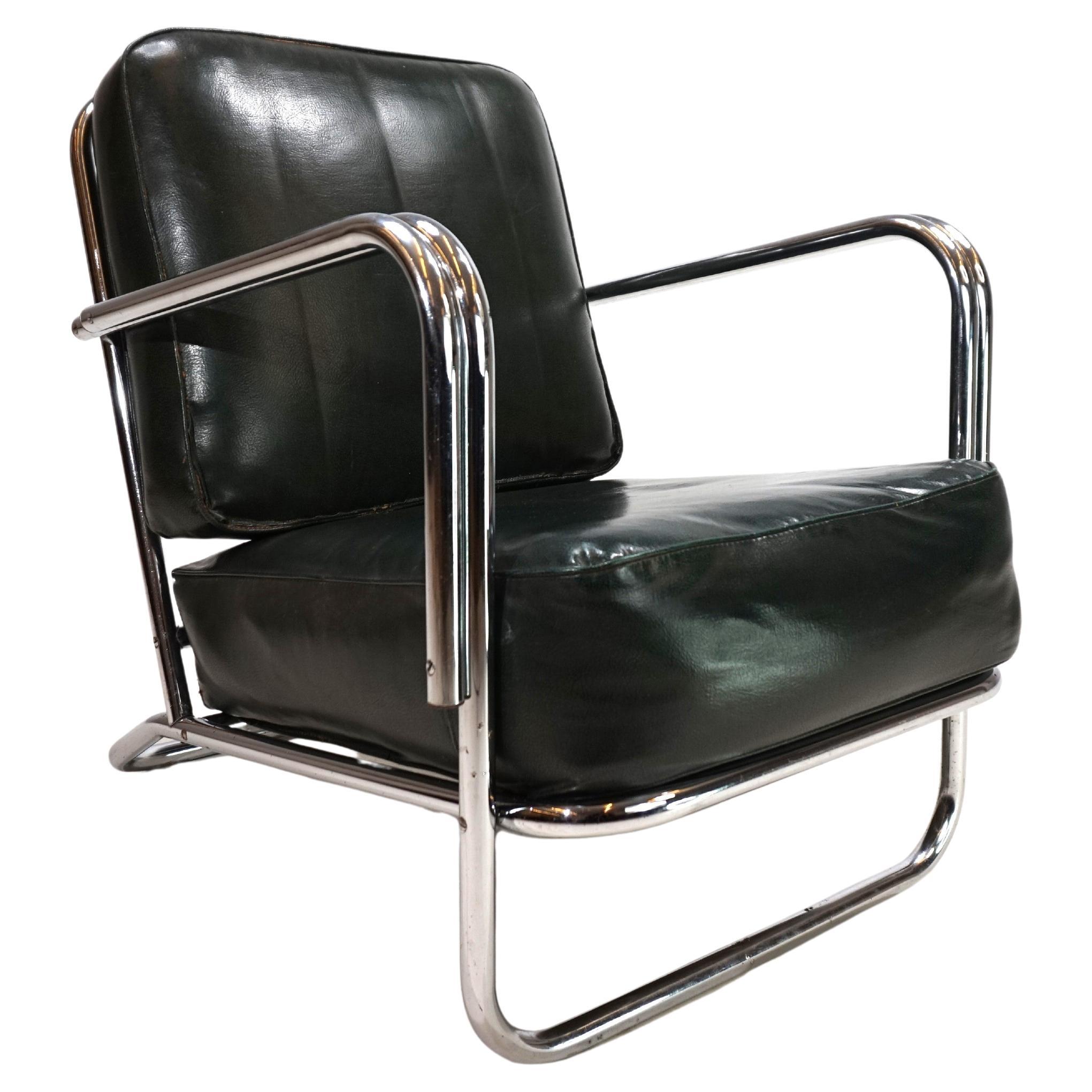 Poltrona Art Deco in acciaio tubolare nello stile di Gilbert Rhode Troy Sunshade 1930