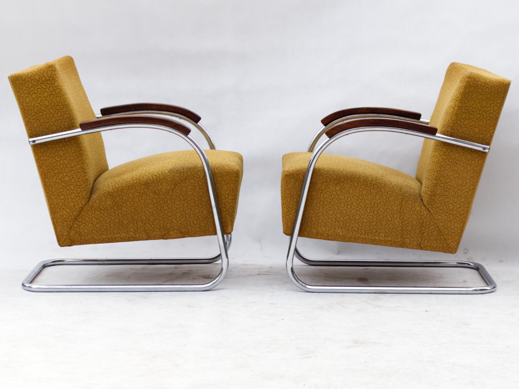 Mid-20th Century Art Deco Tubular Steel Cantilever Armchairs Fn 21 by Mücke & Melder, circa 1930