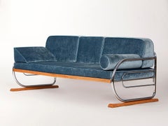 Art Deco Stahlrohr-Liegebett von H. Gottwald:: 1930er Jahre