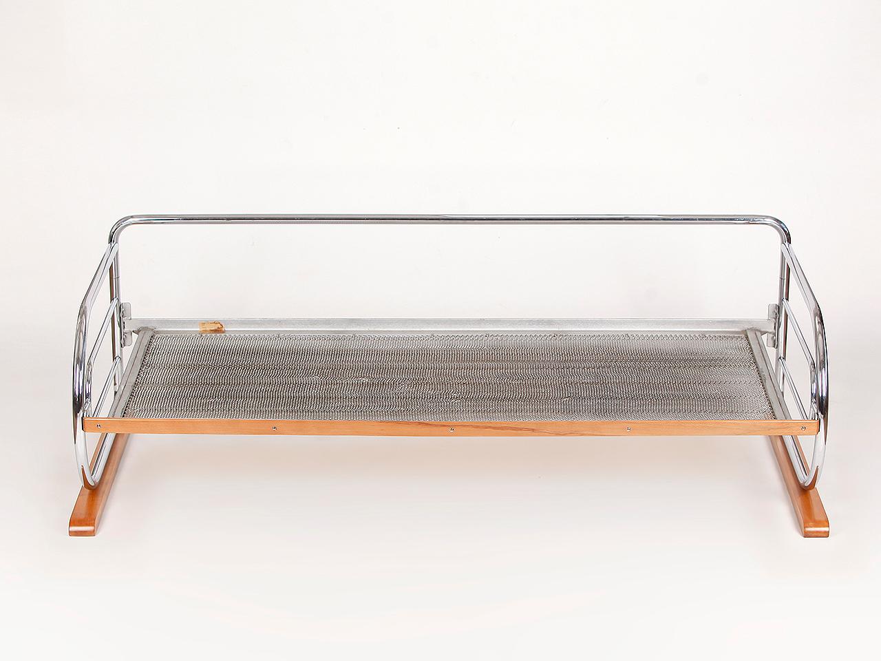 Chrome Art Deco Tubular Steel Couch Daybed from H. Gottwald, 1930s