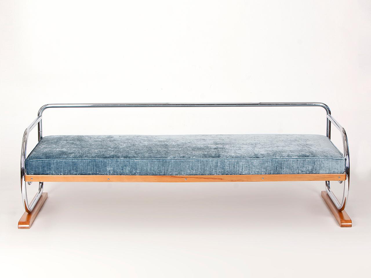 Art Deco Tubular Steel Couch Daybed from H. Gottwald, 1930s 3