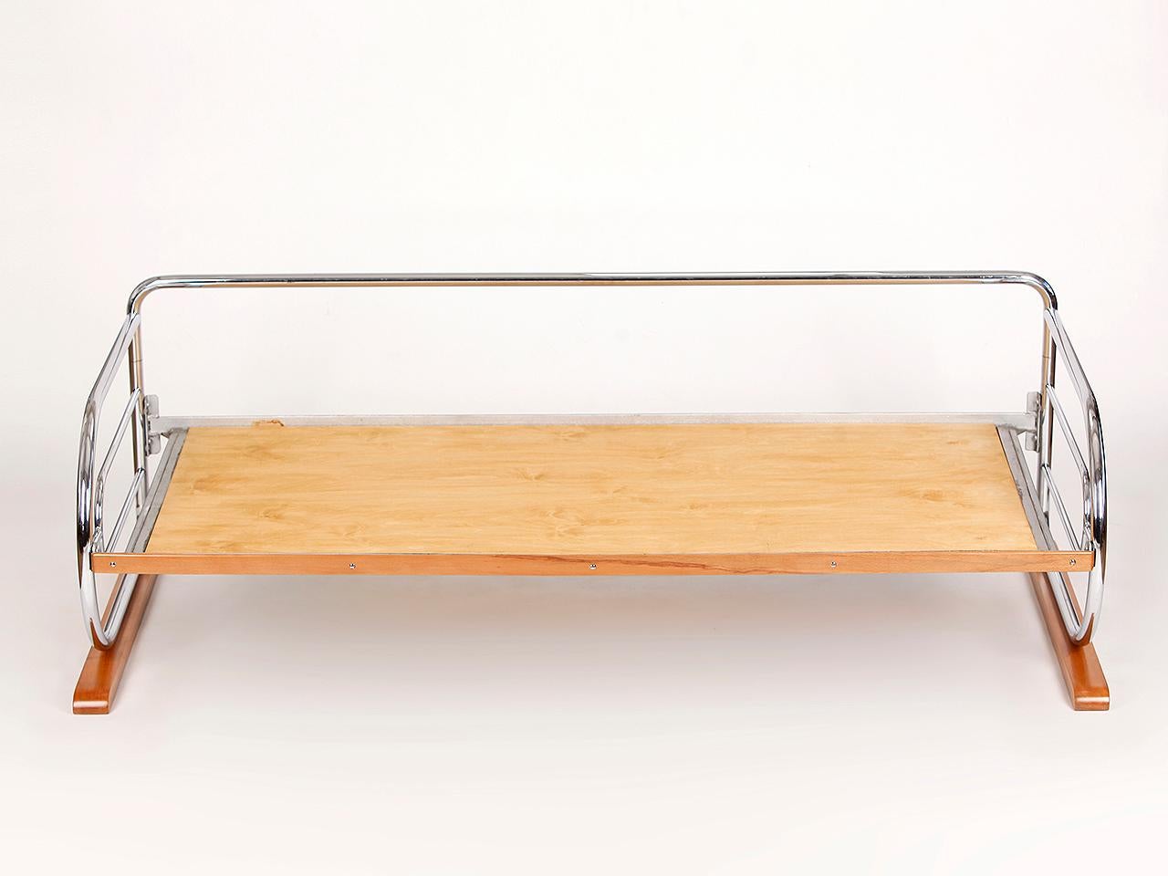 Art Deco Tubular Steel Couch Daybed from H. Gottwald, 1930s 4