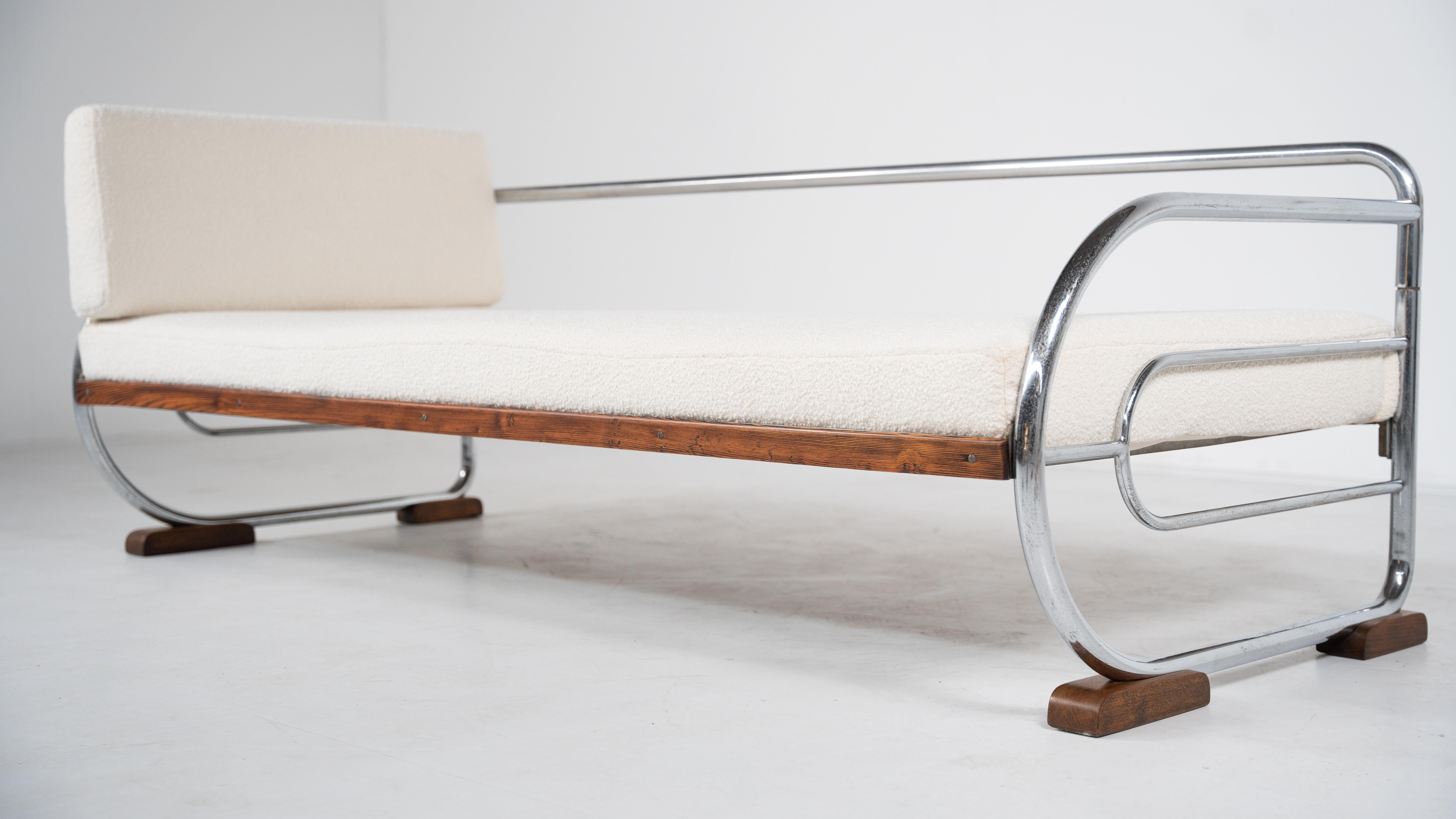 Sofá Art Decó de acero tubular de Hynek Gottwald, años 30 Metal en venta