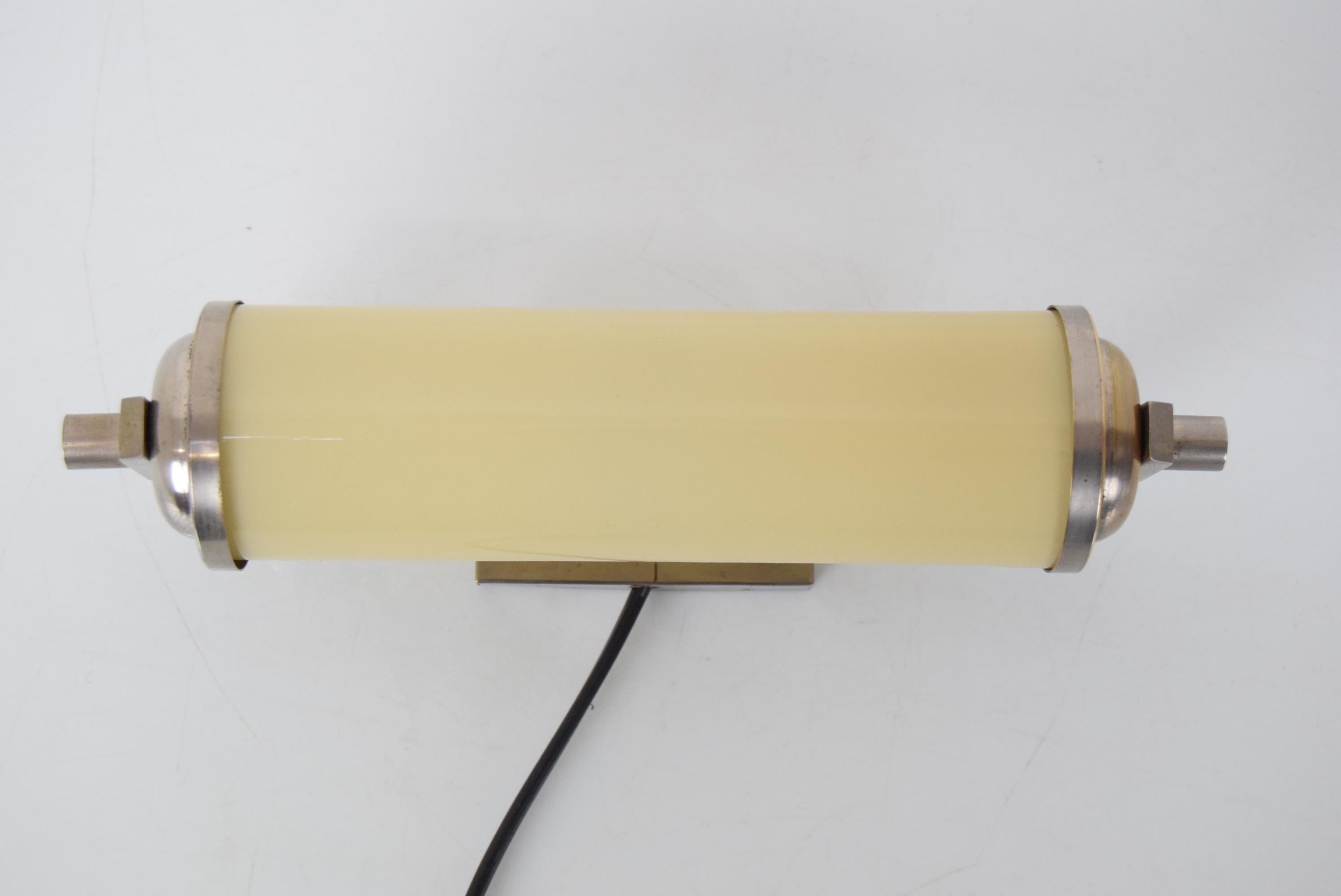 Czech Art Deco Tubular Wall Lamp, 1930's For Sale