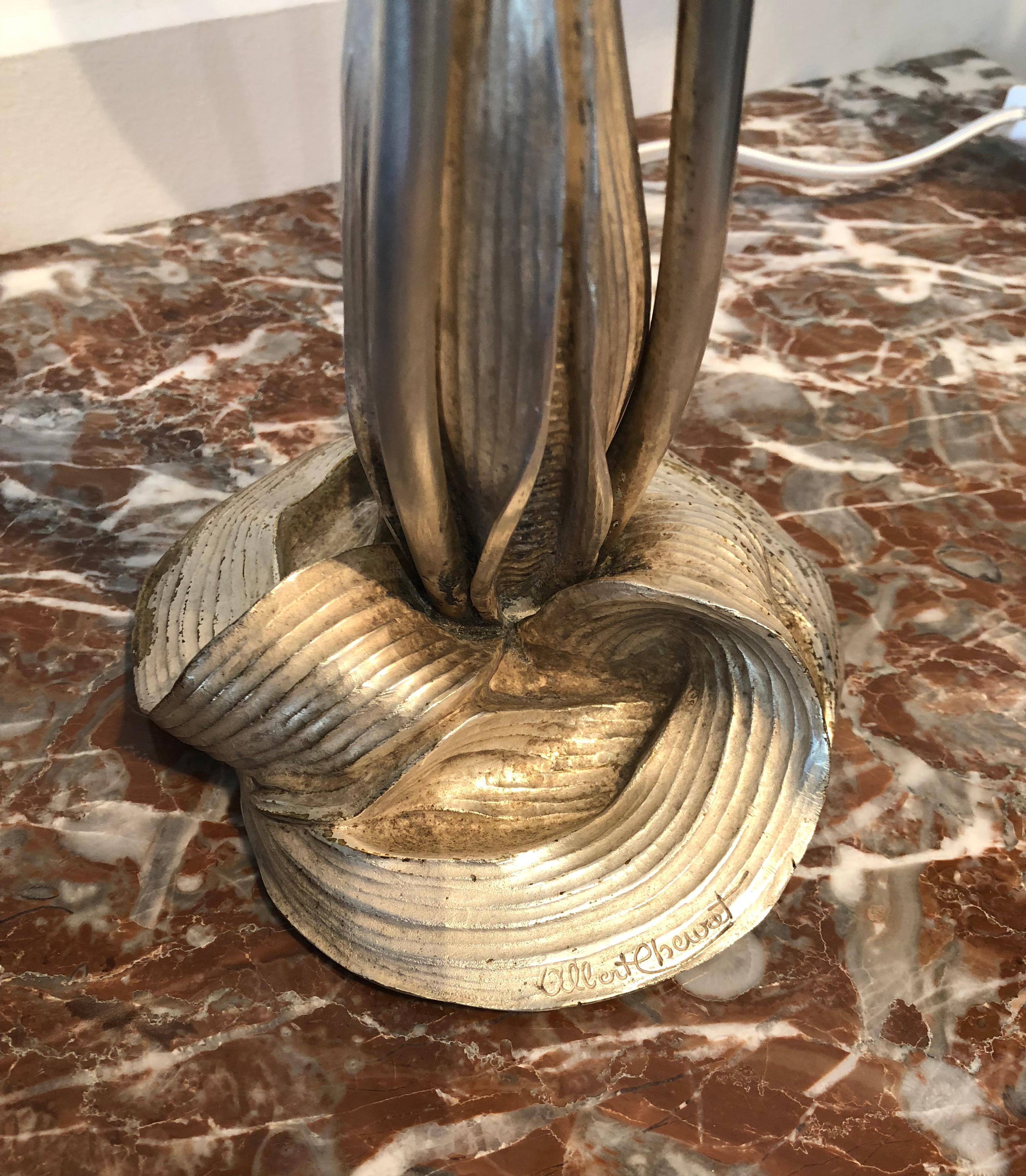 Hand-Carved Art Deco Tulip Table Lamp by Albert Cheuret For Sale