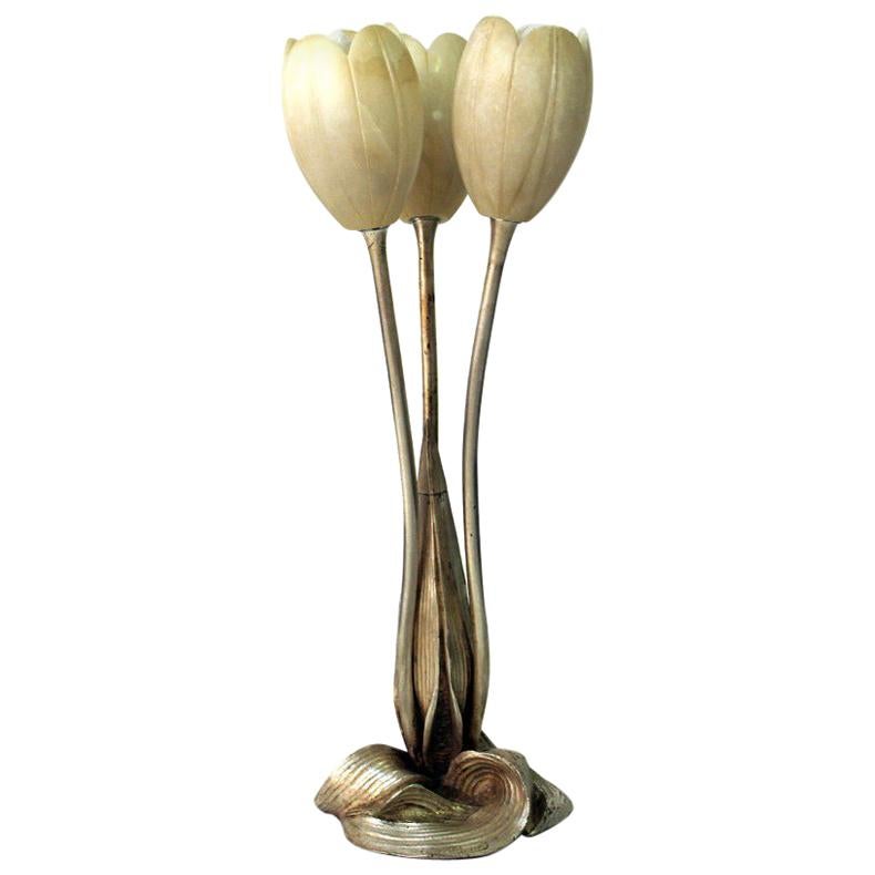 Art Deco Tulip Table Lamp by Albert Cheuret For Sale