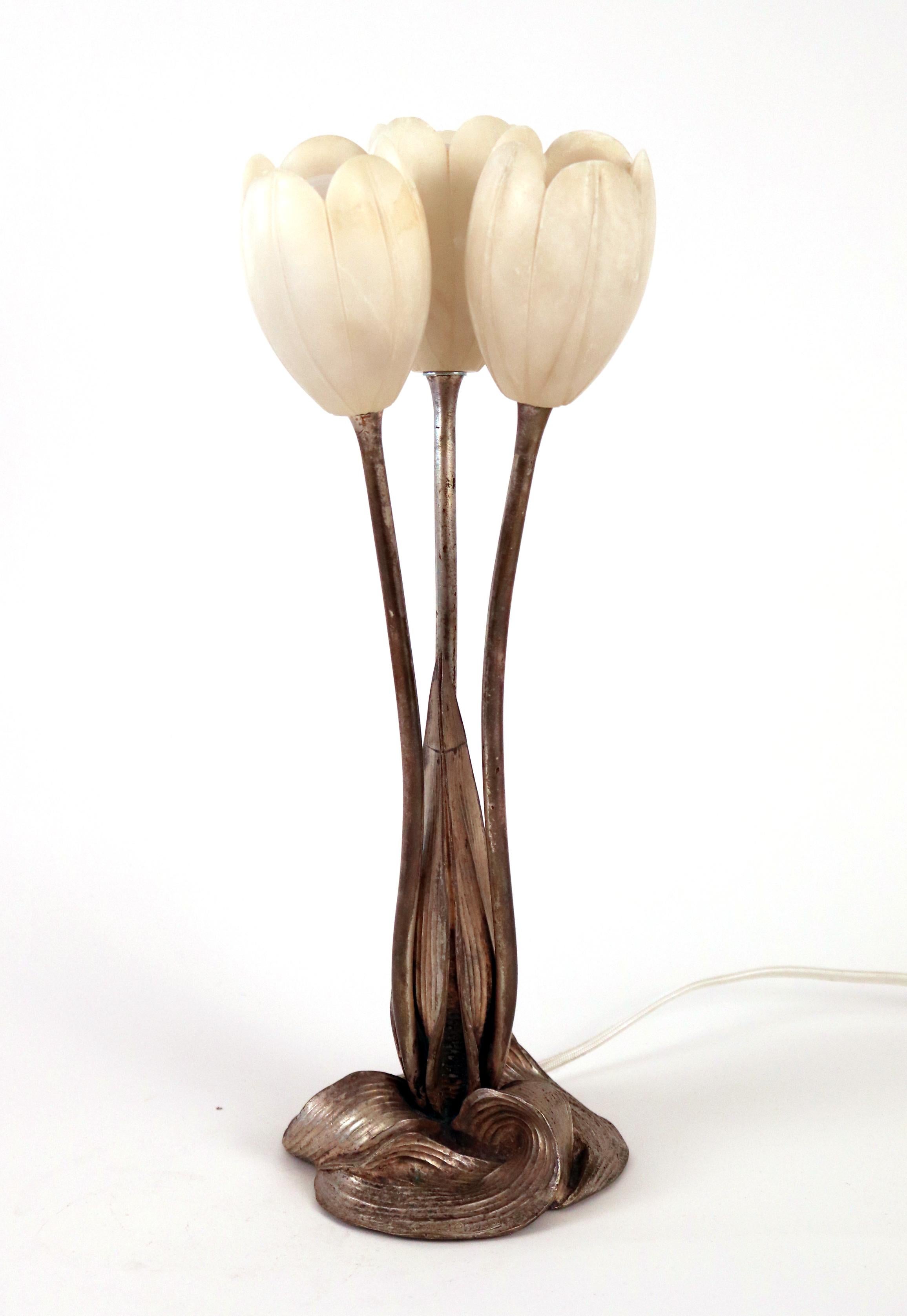 French Art Deco Tulips Lamp by Albert Cheuret