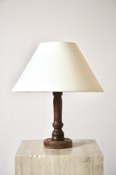 Art Deco Turned Wood Table Lamp, French Design, Circa 1930