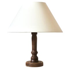 Art Deco Turned Wood Table Lamp, French Design, Circa 1930