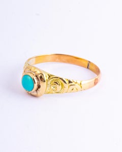 Art Deco Turquoise and 18 Carat Gold Ring