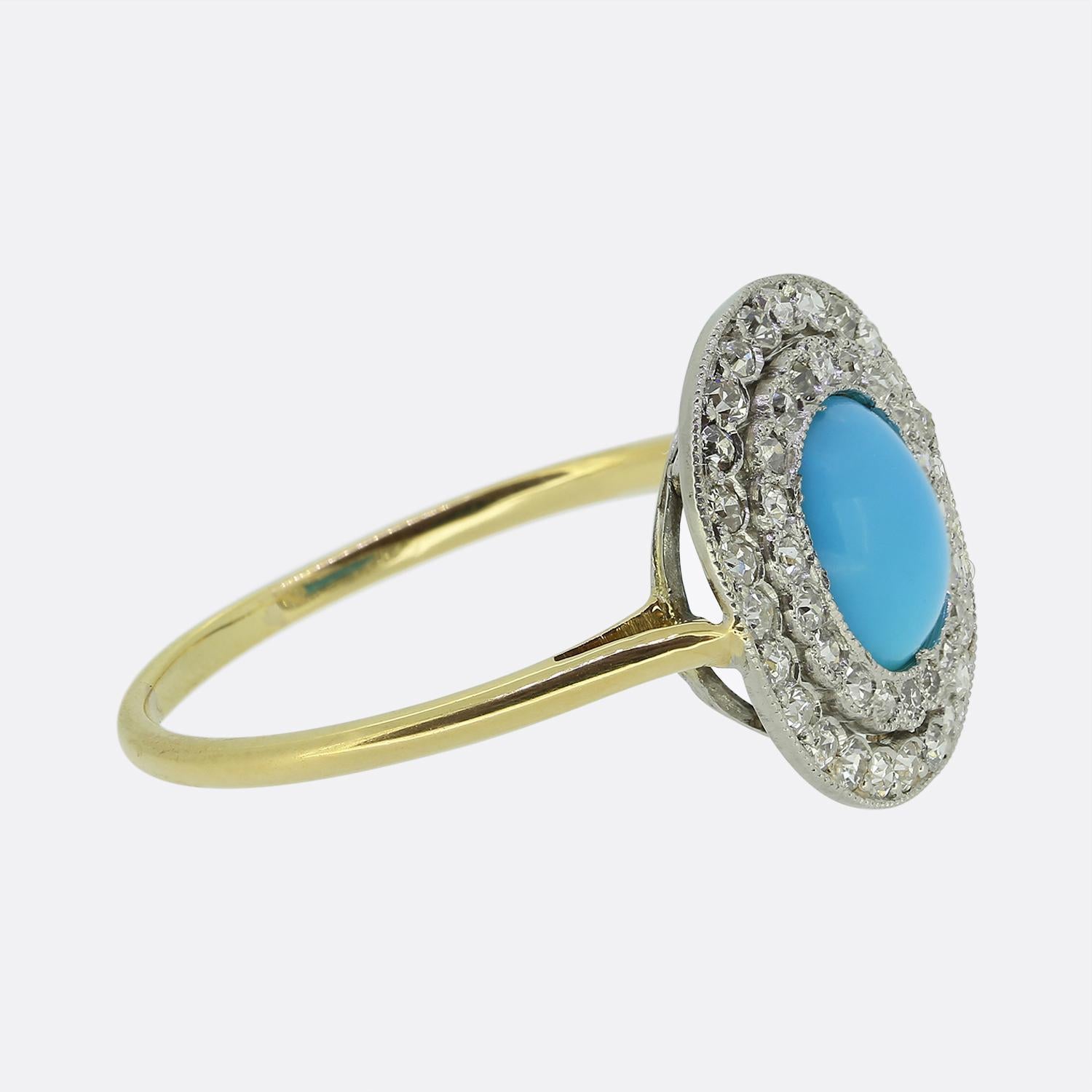 Art Deco Türkis und Diamant Cluster Ring (Art déco) im Angebot