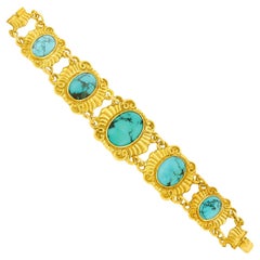 Art Deco Turquoise and Gold Bracelet