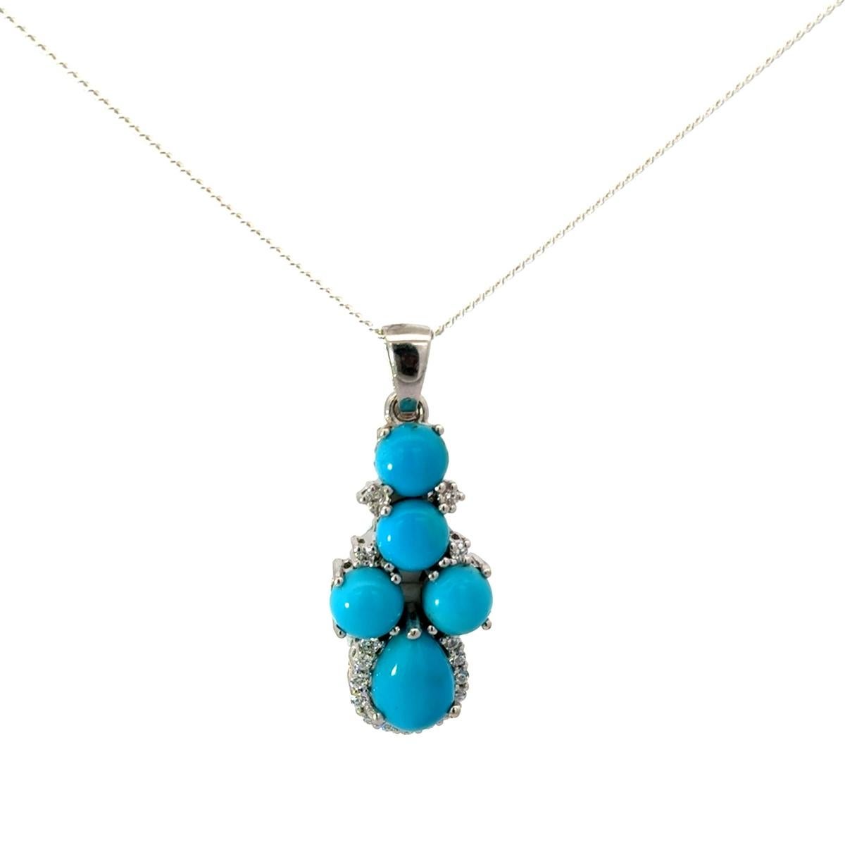 Women's Art Deco Style Turquoise December Birthstone Pendant for Women Gift in Silver For Sale