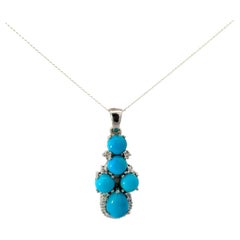 Art Deco Turquoise December Birthstone Pendant for Women Nacklace in Silver