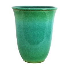 Spanish Large Vase by Serra in Turquoise Glazed Ceramic 