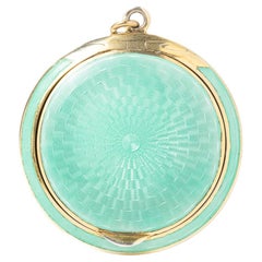 Art Deco Turquoise Guilloche Enamel Locket