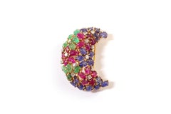Art Deco Tutti Frutti Clip Brooch in 18k Gold and Platinum