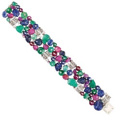 Art Deco Tutti-Frutti Platinum and Gold Bracelet