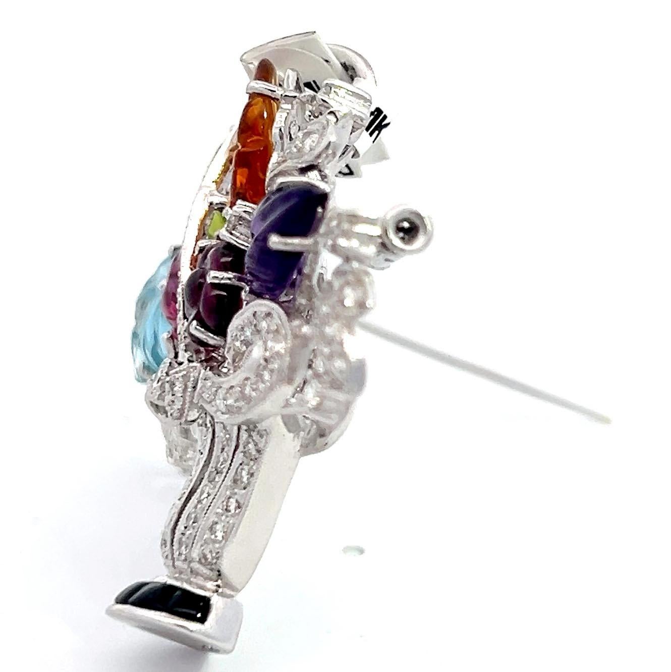 Art Deco Tutti Frutti Brosche mit Halbedelsteinen und Diamanten für Damen oder Herren im Angebot