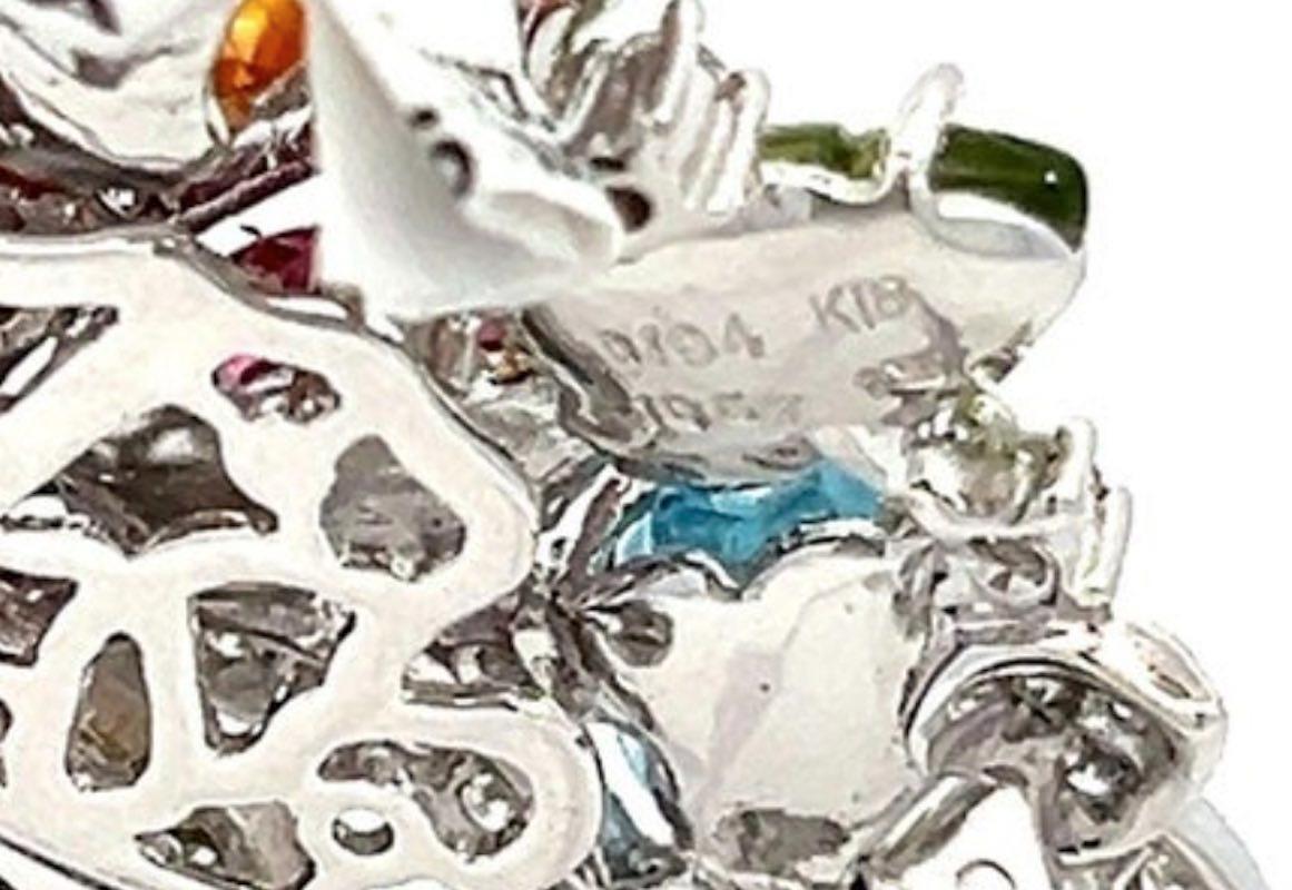 Art Deco Tutti Frutti Brosche mit Halbedelsteinen und Diamanten im Angebot 2