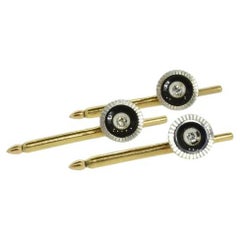 Art Deco Tuxedo Shirt Studs in Platinum, Gold and Diamonds, c. 1925.