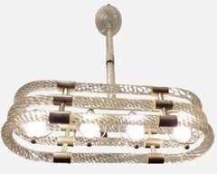 Lustre Art déco en verre torsadé, Barovier&Toso, Murano, Italie, vers 1940