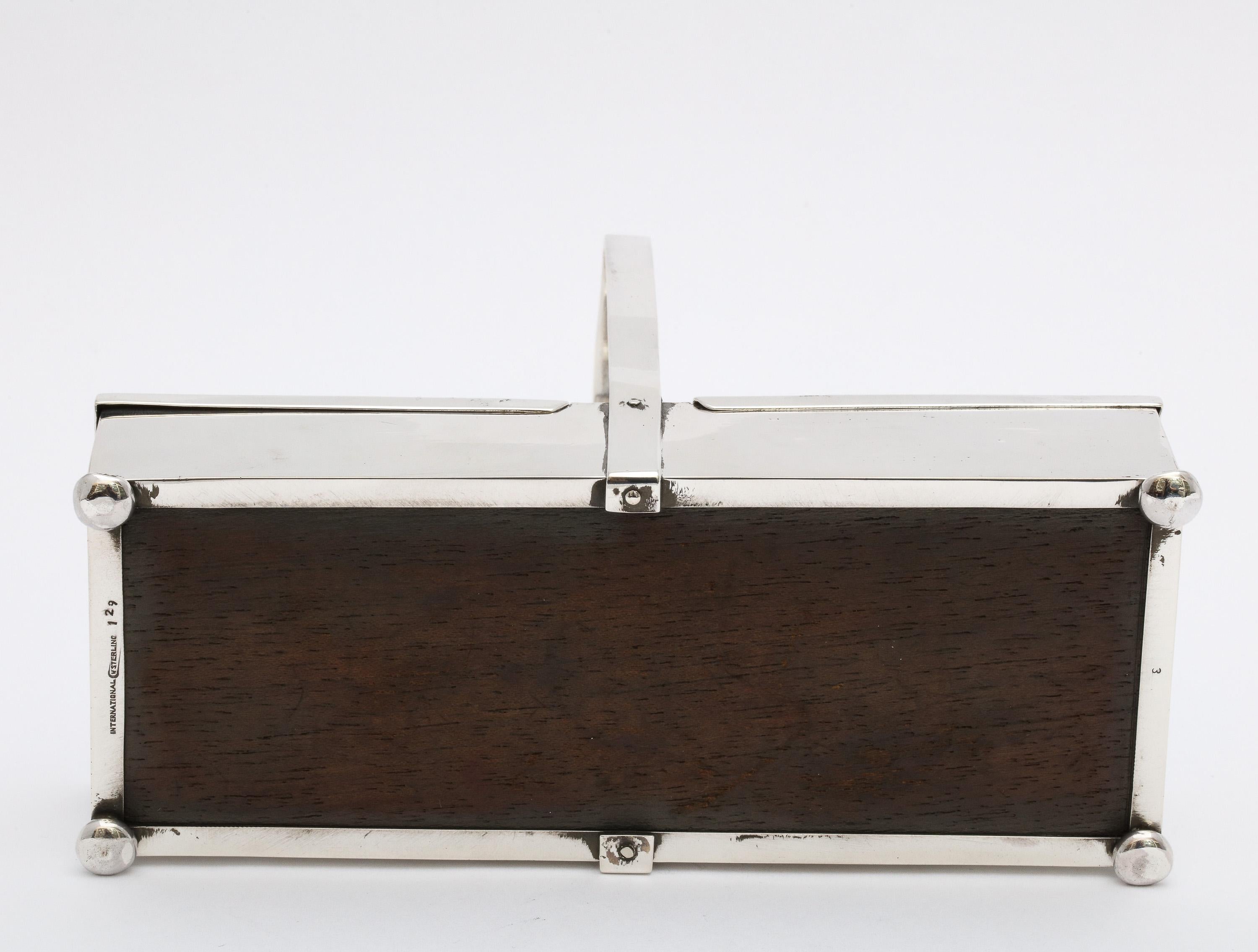  Art Deco Zwei-Fach-Sterling-Silber-Fuß-Tisch-Box mit Scharnier-Deckel   im Angebot 4
