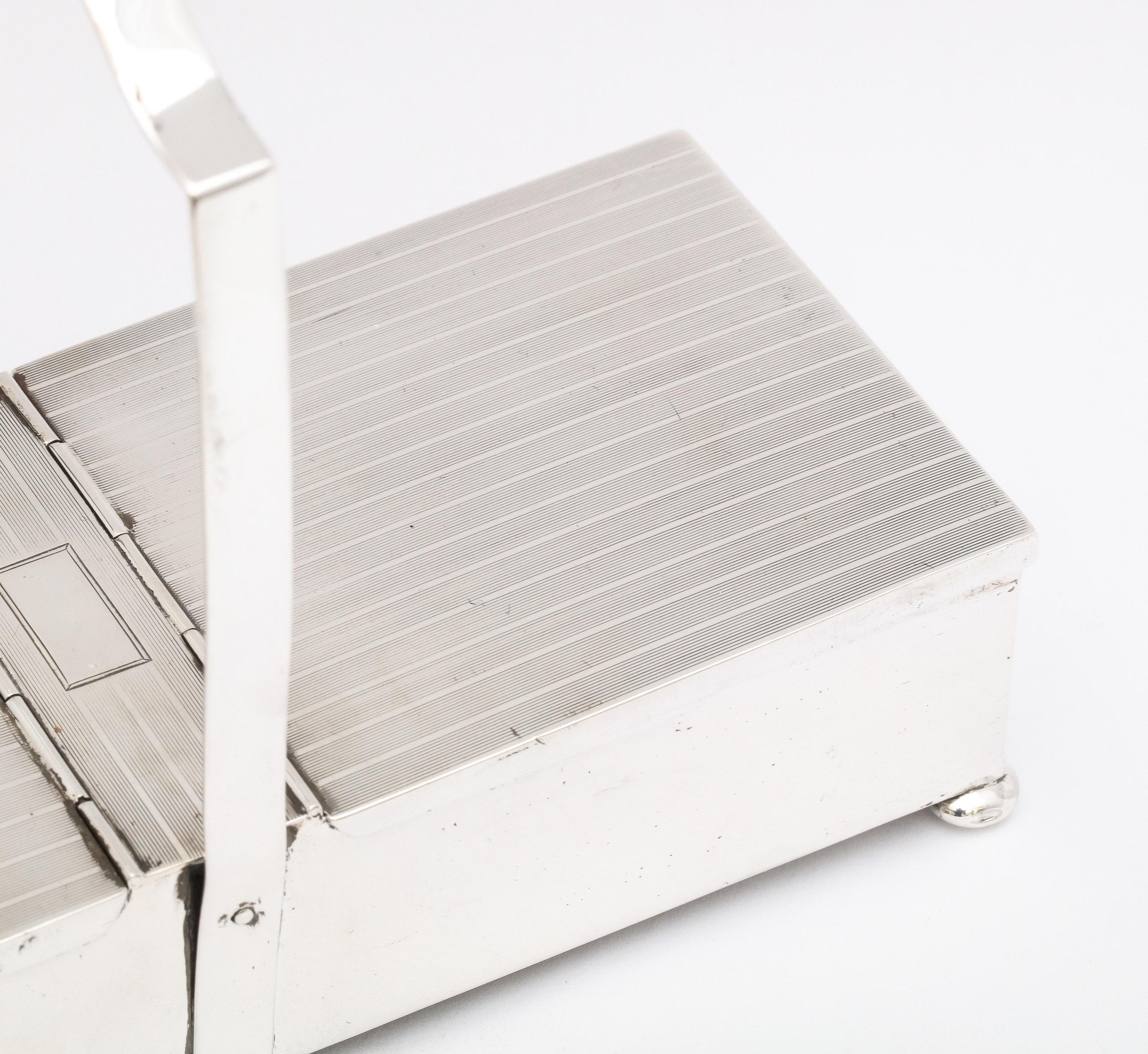  Art Deco Zwei-Fach-Sterling-Silber-Fuß-Tisch-Box mit Scharnier-Deckel   im Angebot 7