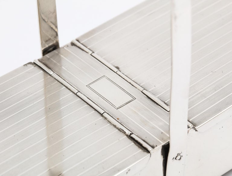 Art Deco Two Compartment Sterling Silver Footed Table Box with Hinged ...