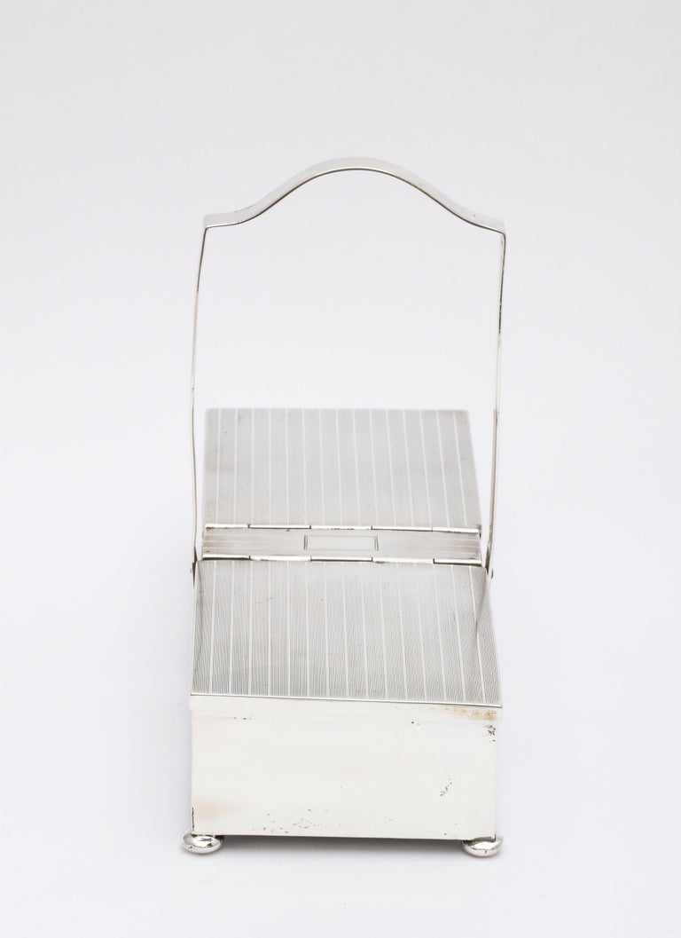 Art Deco Two Compartment Sterling Silver Footed Table Box with Hinged ...