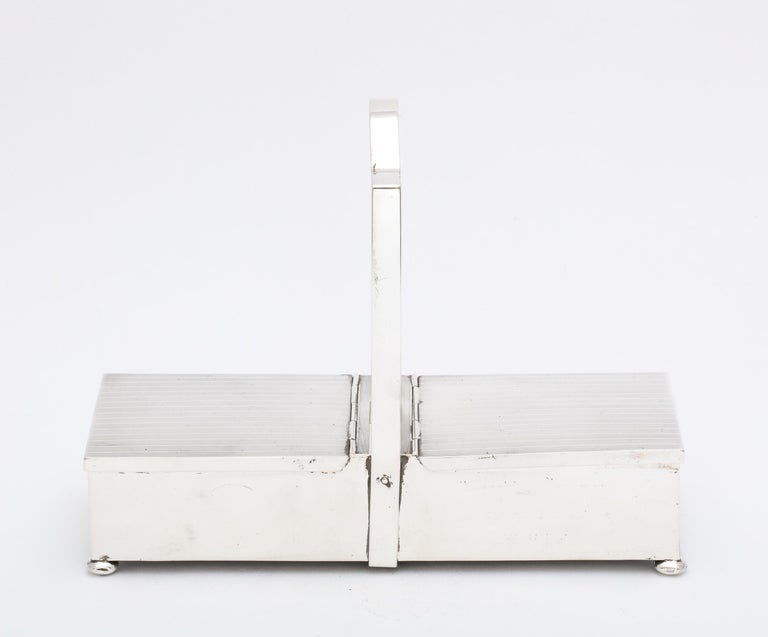 Art Deco Two Compartment Sterling Silver Footed Table Box with Hinged ...