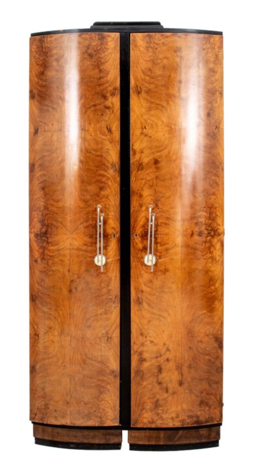 Art Deco Two Door Burl Walnut Armoire In Good Condition In New York, NY