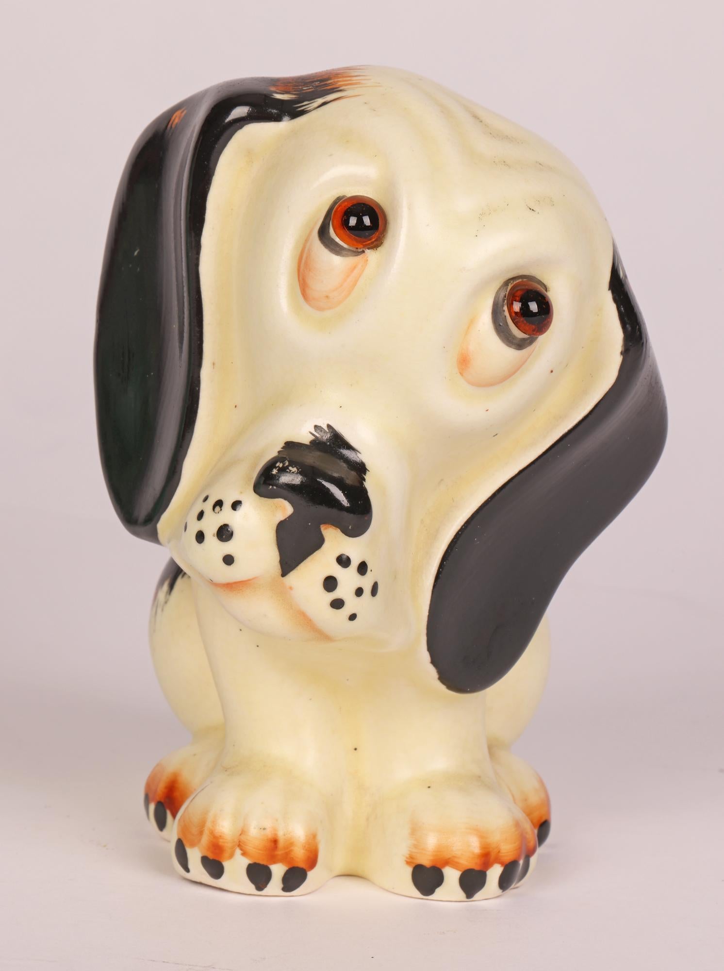 Art Deco Two English Pottery Glass Eyed Dog Figures For Sale 3