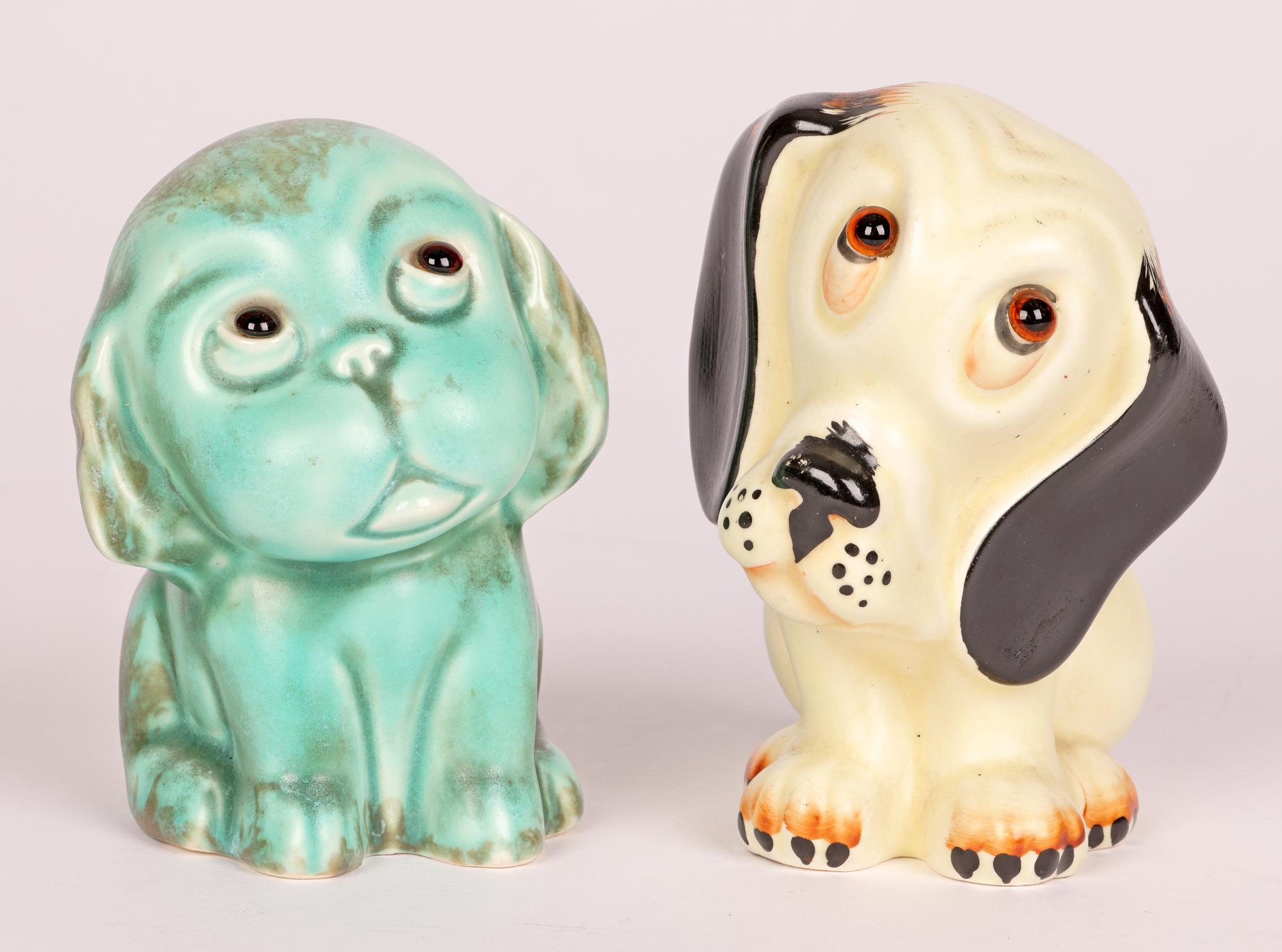 Art Deco Two English Pottery Glass Eyed Dog Figures For Sale 6