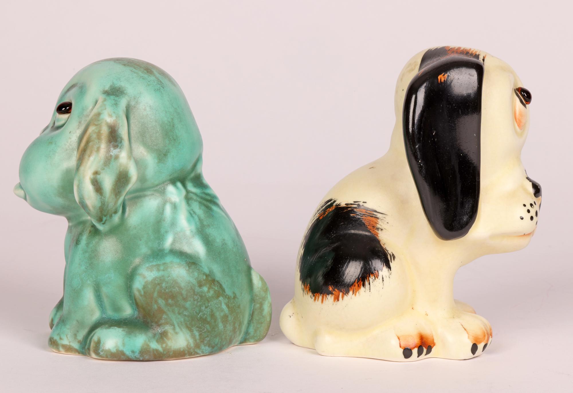 Art Deco Two English Pottery Glass Eyed Dog Figures For Sale 8