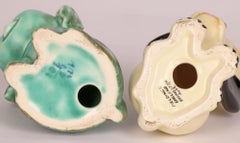 Art Deco Two English Pottery Glass Eyed Dog Figures