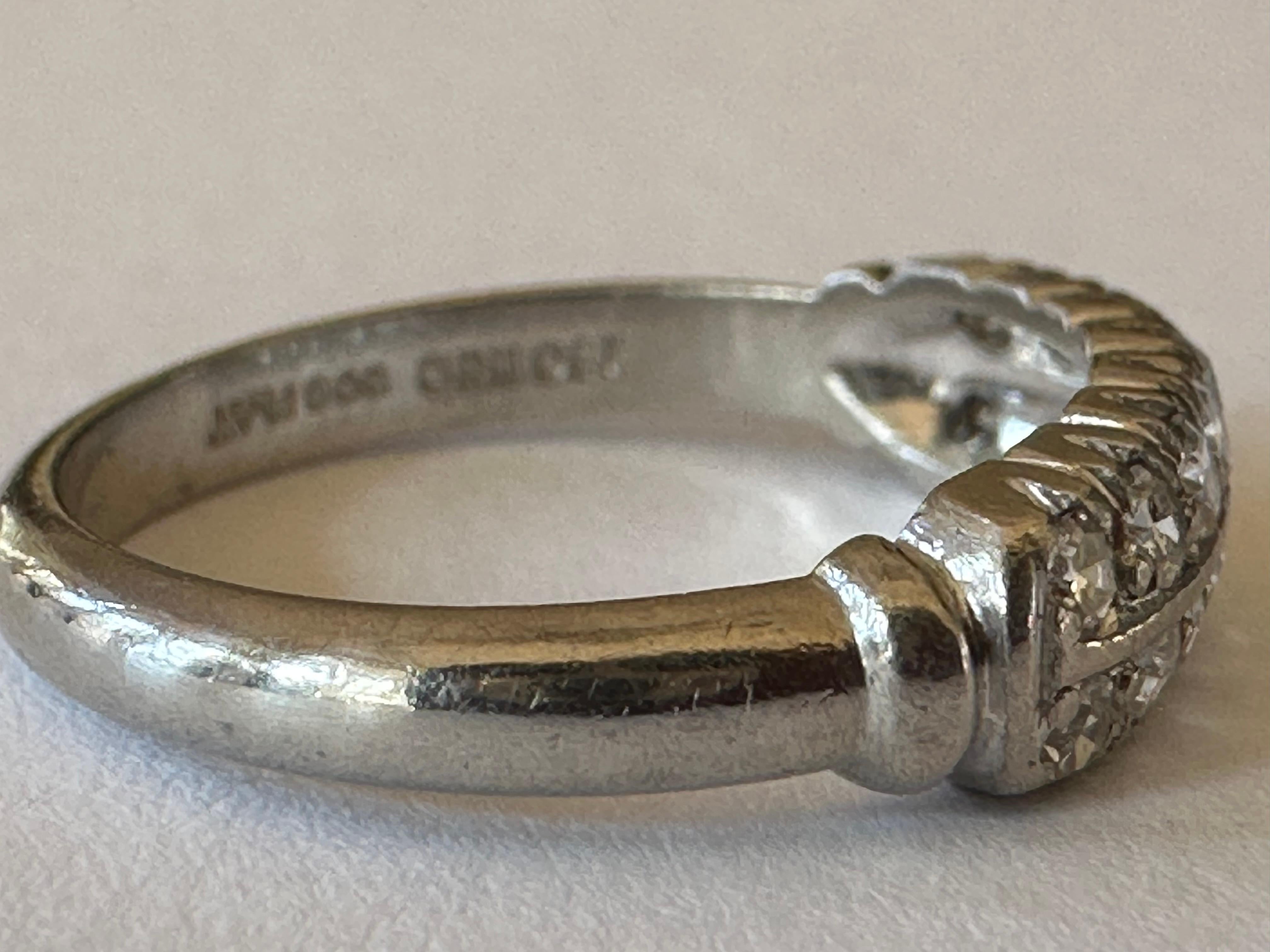 Art Deco Two-Row Diamond and Platinum Band Ring In Good Condition For Sale In Denver, CO