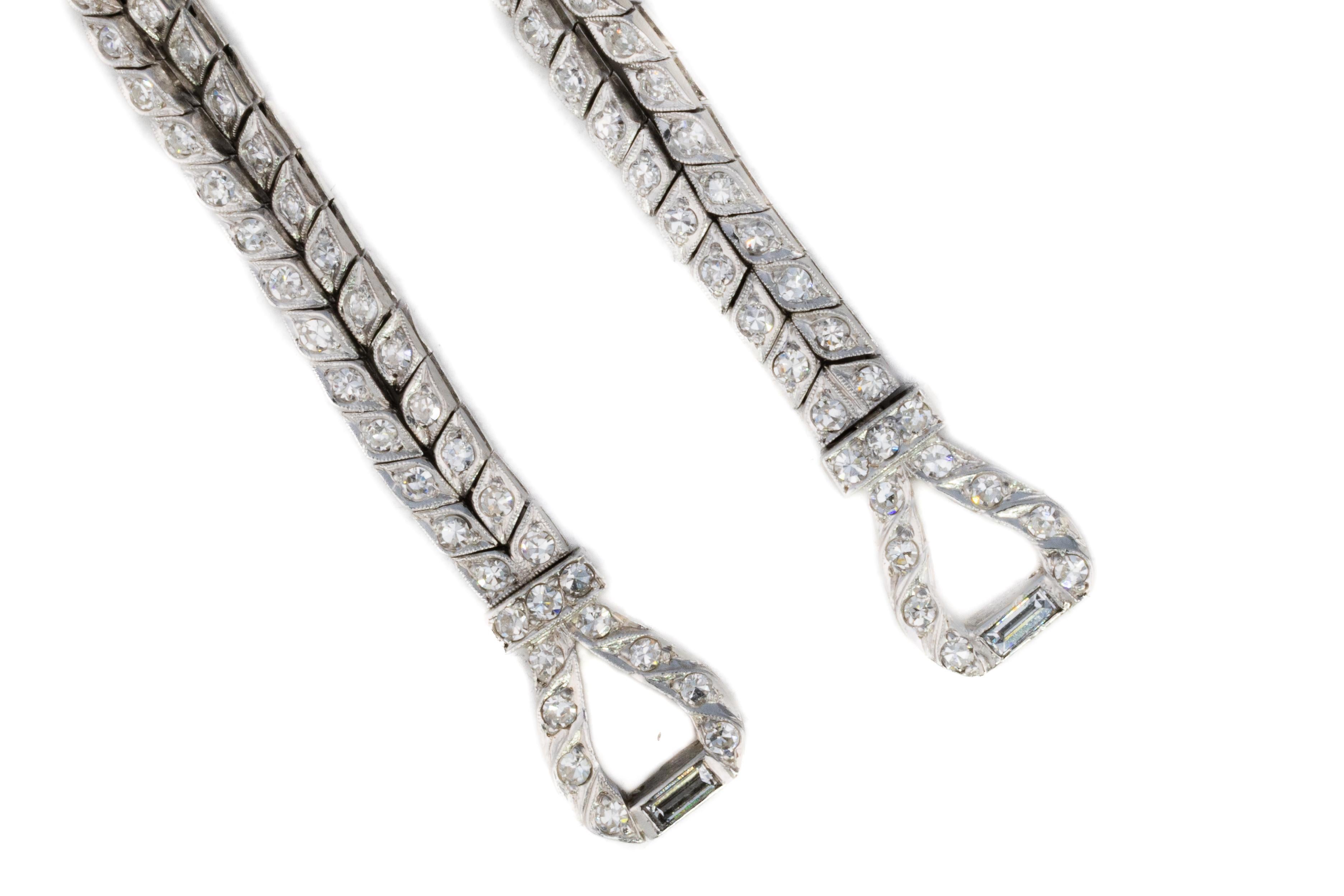 Art Déco Art Deco Two Row Diamond Loop Earrings in vendita
