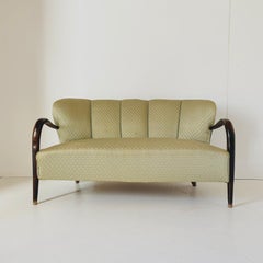 Art Deco Two-Seat Sofa by Malatesta & Mason, Walnut Frame, 1950s