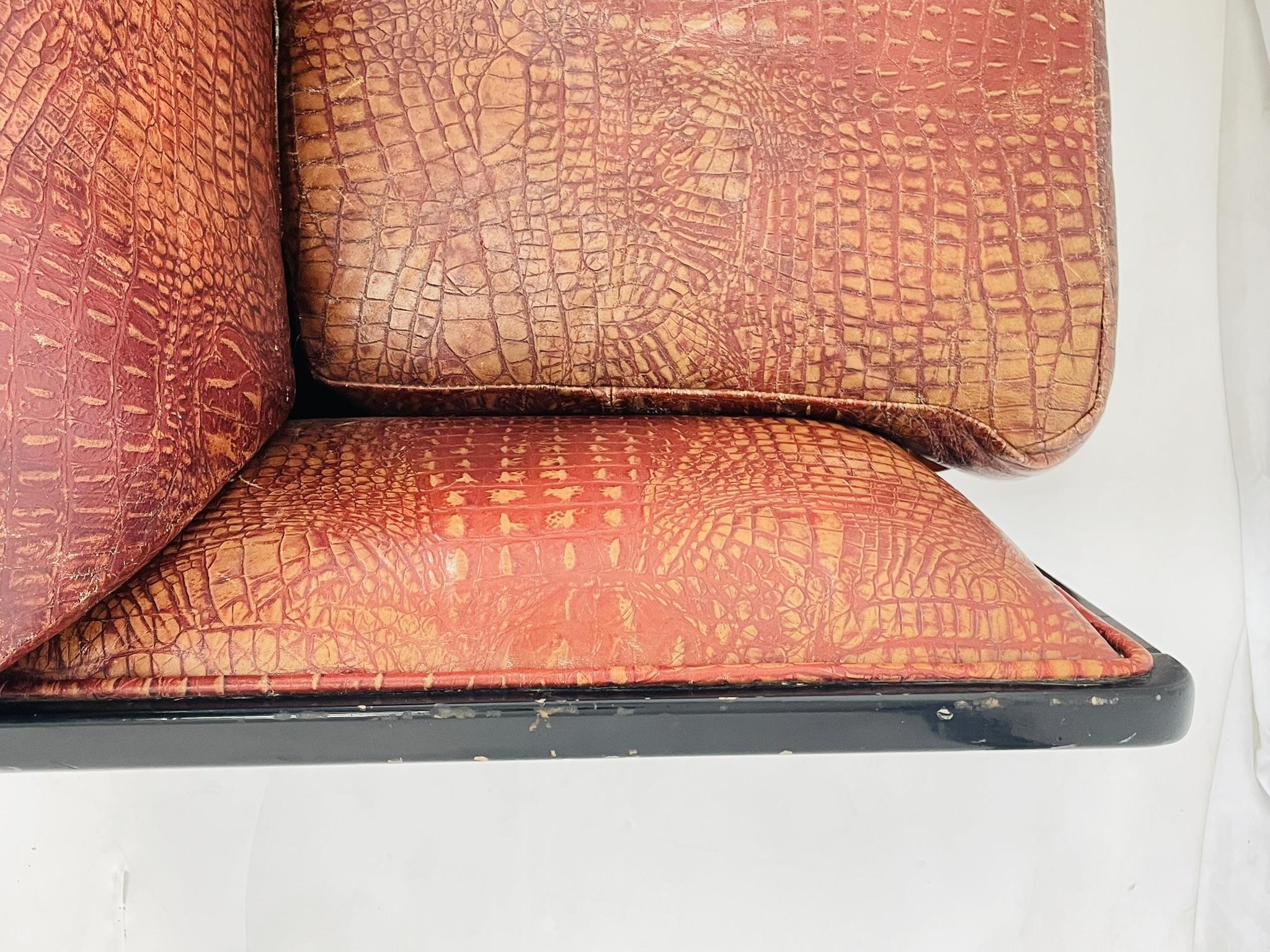 Art Deco Two Seater Sofa in Burlwood and Leather, France 1940s For Sale 8