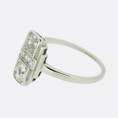 Art Deco Two-Stone Diamond Tablet Ring