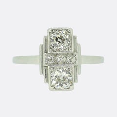 Art Deco Two-Stone Diamond Tablet Ring